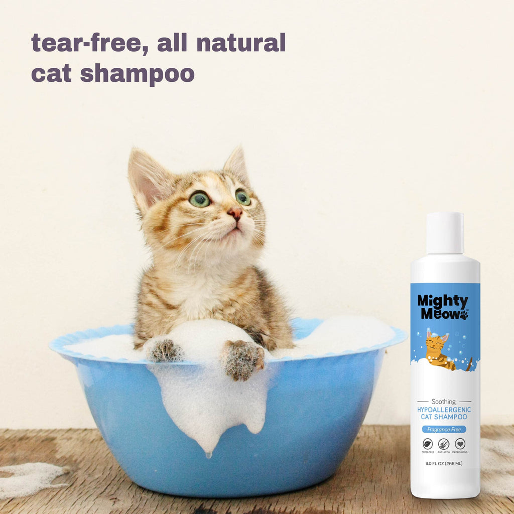 Soothing Hypoallergenic Cat Shampoo - Easy At-Home Cat Grooming | Deodorizes | Gentle & Anti-Itch | Natural & Allerg