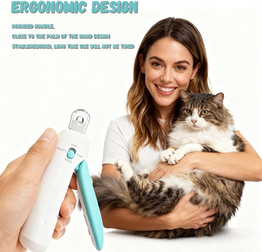 Cat Nail Clipper with Hidden File & Debris Catcher -Gentle Round-Hole(1–3.5 Mm)，Trimmer for Kittens & Indoor Cats | Anti-Splash Claw Cutter for Grooming (Blue)